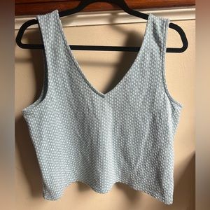 Madewell Jacquard Peekaboo Light Blue Back Crop Tank